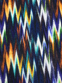 Dark Navy/Orange Flame/Aqua/Multi 100% Rayon Abstract Ikat Print Challis 58W