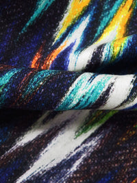 Dark Navy/Orange Flame/Aqua/Multi 100% Rayon Abstract Ikat Print Challis 58W