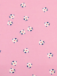 Light Pink/Navy/Sand Polyester/Lycra Scattered Floral Print Crepe ITY Knit 58W