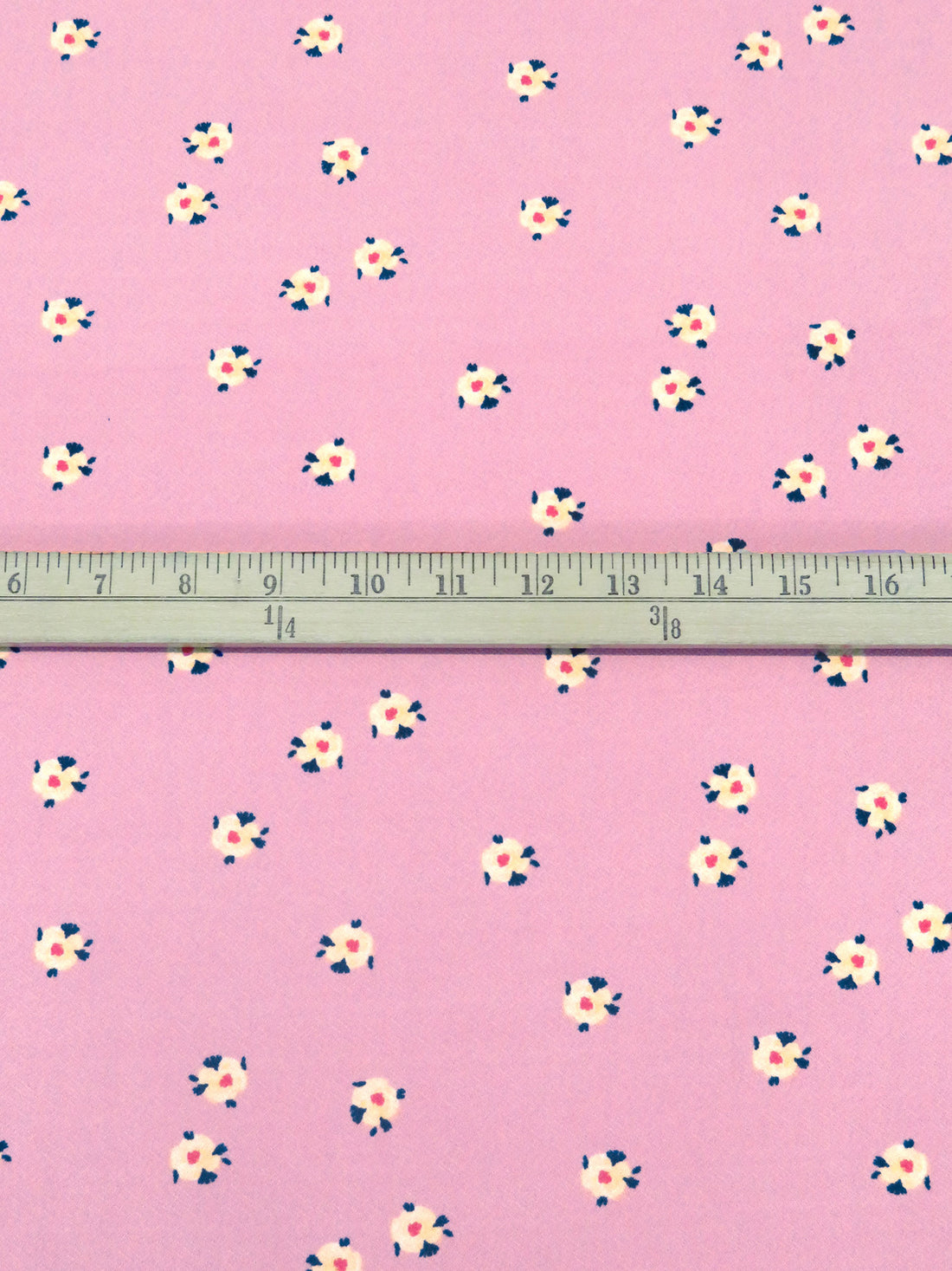 Light Pink/Navy/Sand Polyester/Lycra Scattered Floral Print Crepe ITY Knit 58W