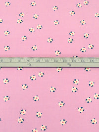 Light Pink/Navy/Sand Polyester/Lycra Scattered Floral Print Crepe ITY Knit 58W