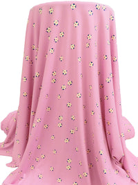 Light Pink/Navy/Sand Polyester/Lycra Scattered Floral Print Crepe ITY Knit 58W
