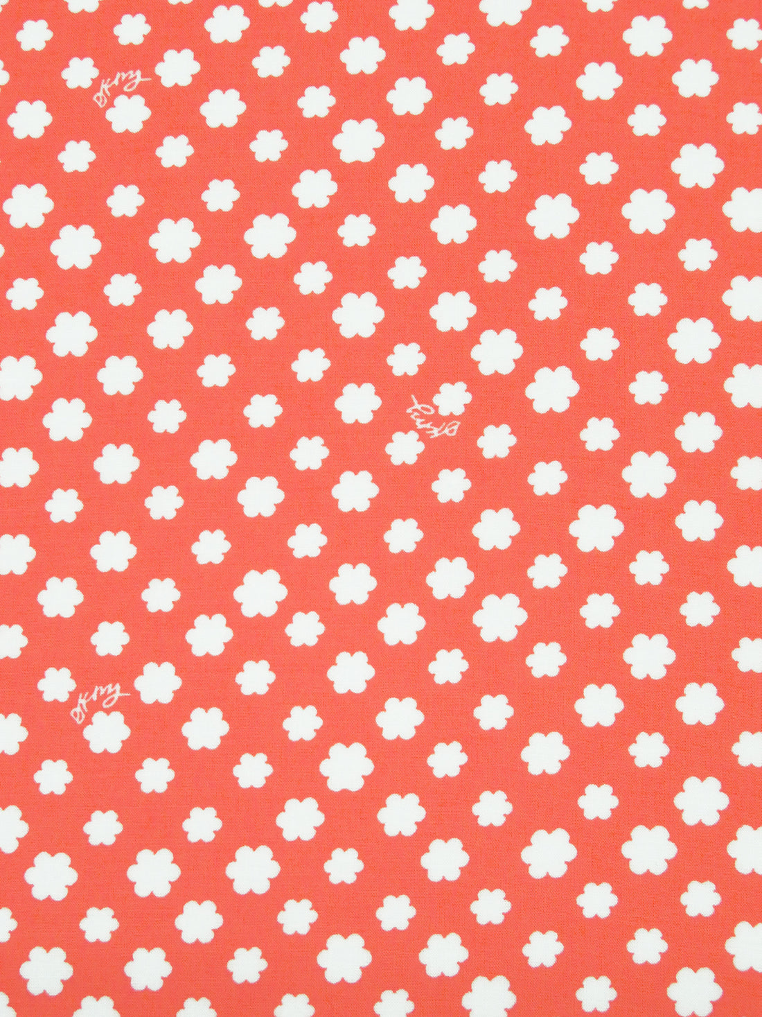 Orange Coral/White 100% Rayon Bubble Floral Print Challis - DKNY - 50W