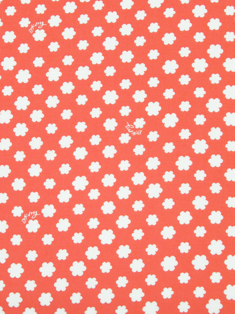 Orange Coral/White 100% Rayon Bubble Floral Print Challis - DKNY - 50W