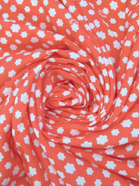 Orange Coral/White 100% Rayon Bubble Floral Print Challis - DKNY - 50W