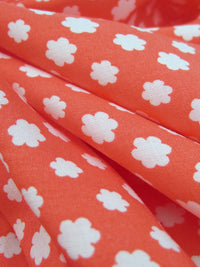 Orange Coral/White 100% Rayon Bubble Floral Print Challis - DKNY - 50W