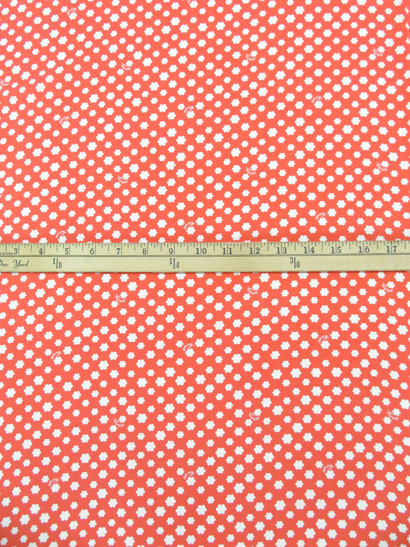 Orange Coral/White 100% Rayon Bubble Floral Print Challis - DKNY - 50W