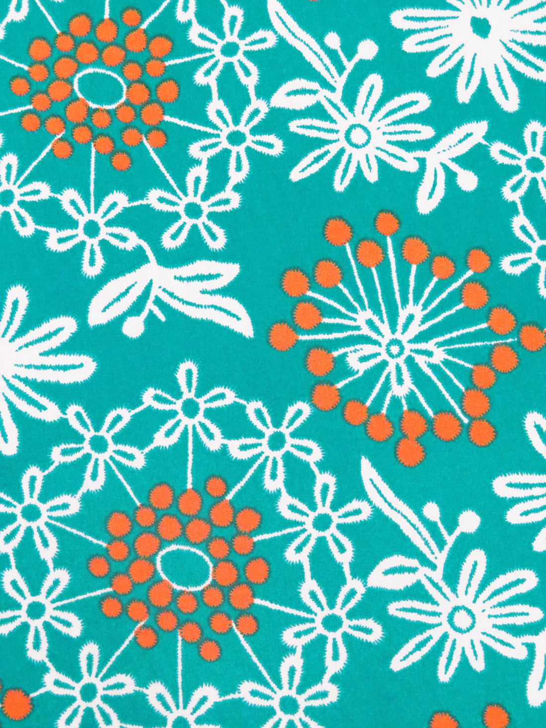Tropical Tea/White/Tangerine 100% Polyester Lacy Floral Print Crepe De Chine 58W