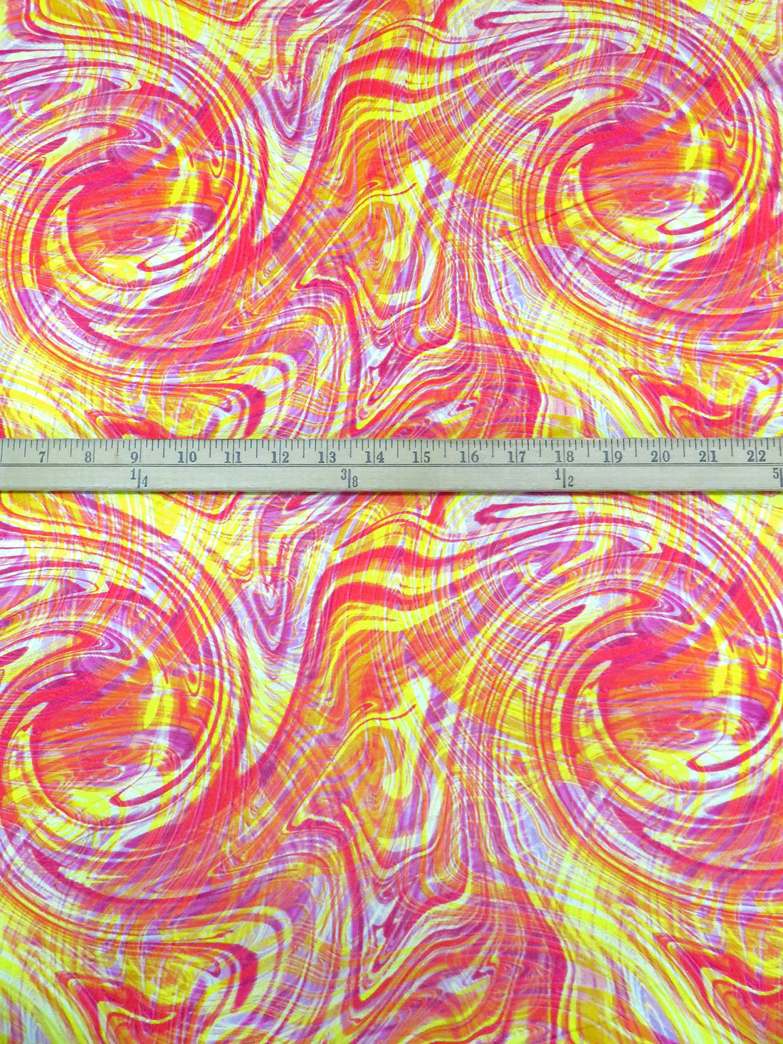 Bright Yellow/Bright Pink/Tangerine Rayon/Lycra Swirled Print Jersey Knit - Imported From France - 56W