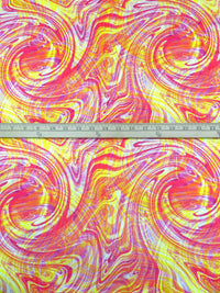 Bright Yellow/Bright Pink/Tangerine Rayon/Lycra Swirled Print Jersey Knit - Imported From France - 56W
