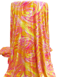 Bright Yellow/Bright Pink/Tangerine Rayon/Lycra Swirled Print Jersey Knit - Imported From France - 56W