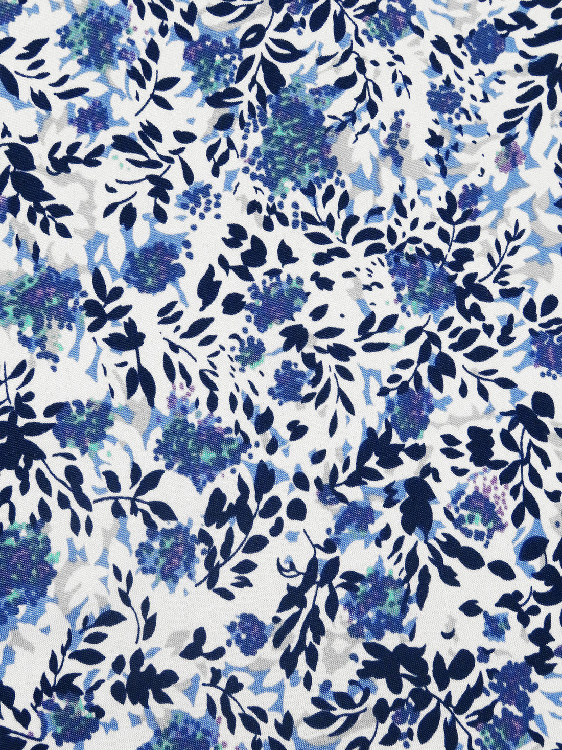 White/Steel Blue/Sky Blue/Multi Polyester/Lycra Floral Print FTY Knit 58W