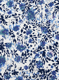 White/Steel Blue/Sky Blue/Multi Polyester/Lycra Floral Print FTY Knit 58W