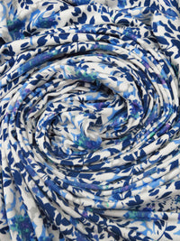 White/Steel Blue/Sky Blue/Multi Polyester/Lycra Floral Print FTY Knit 58W