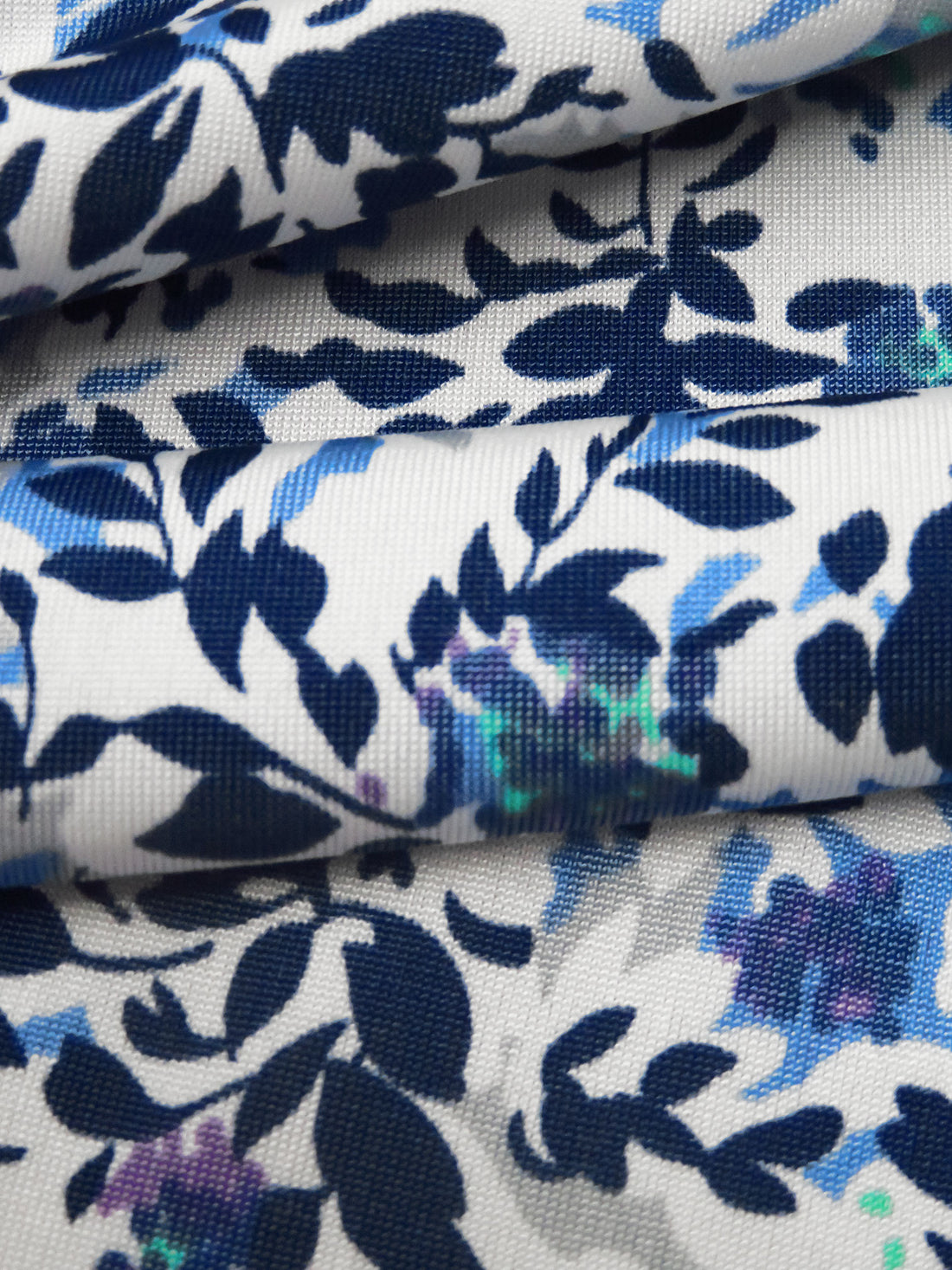 White/Steel Blue/Sky Blue/Multi Polyester/Lycra Floral Print FTY Knit 58W