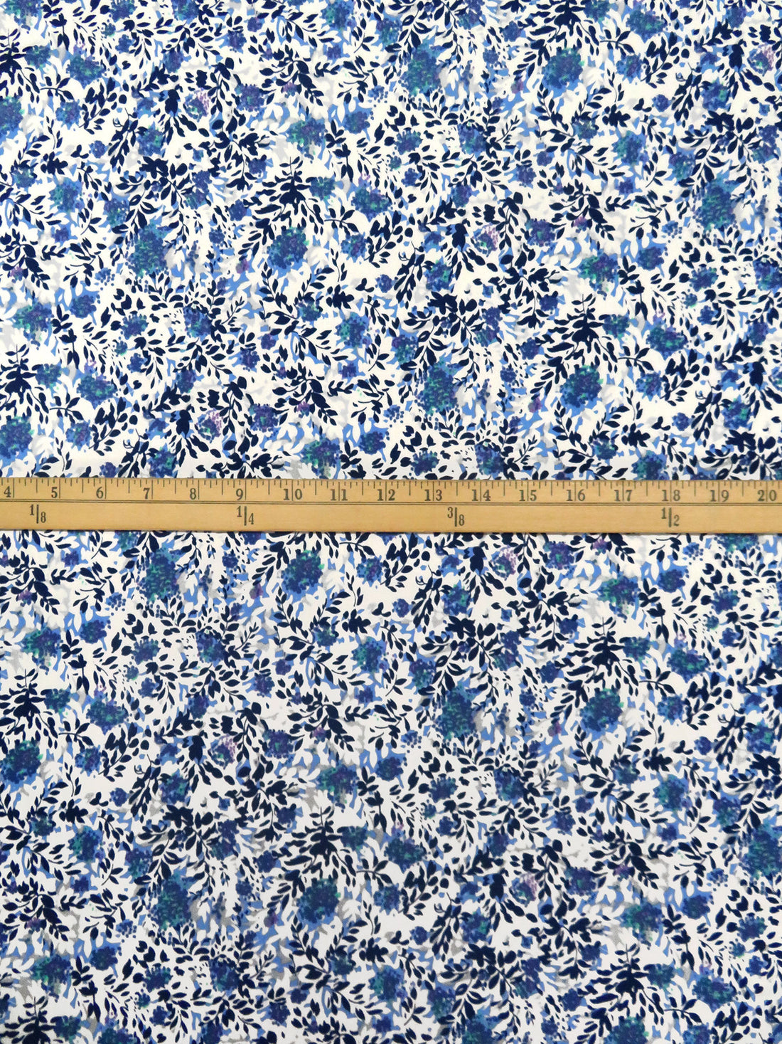 White/Steel Blue/Sky Blue/Multi Polyester/Lycra Floral Print FTY Knit 58W