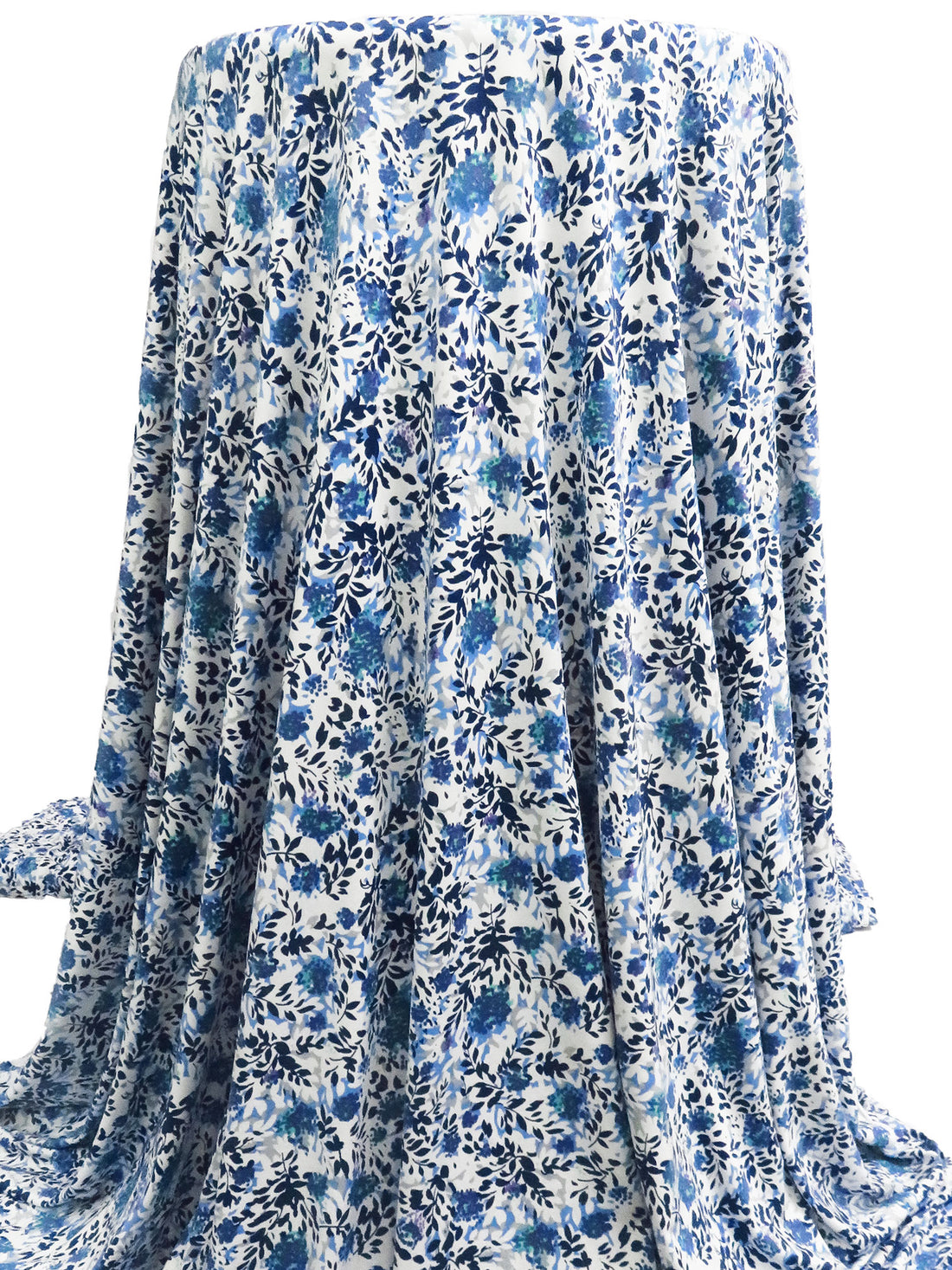 White/Steel Blue/Sky Blue/Multi Polyester/Lycra Floral Print FTY Knit 58W