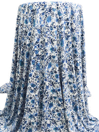 White/Steel Blue/Sky Blue/Multi Polyester/Lycra Floral Print FTY Knit 58W