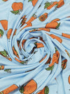 Powder Blue/Persimmon Orange/Moss Green/Multi Rayon/Lycra Citrus Print Crepe Knit 56W