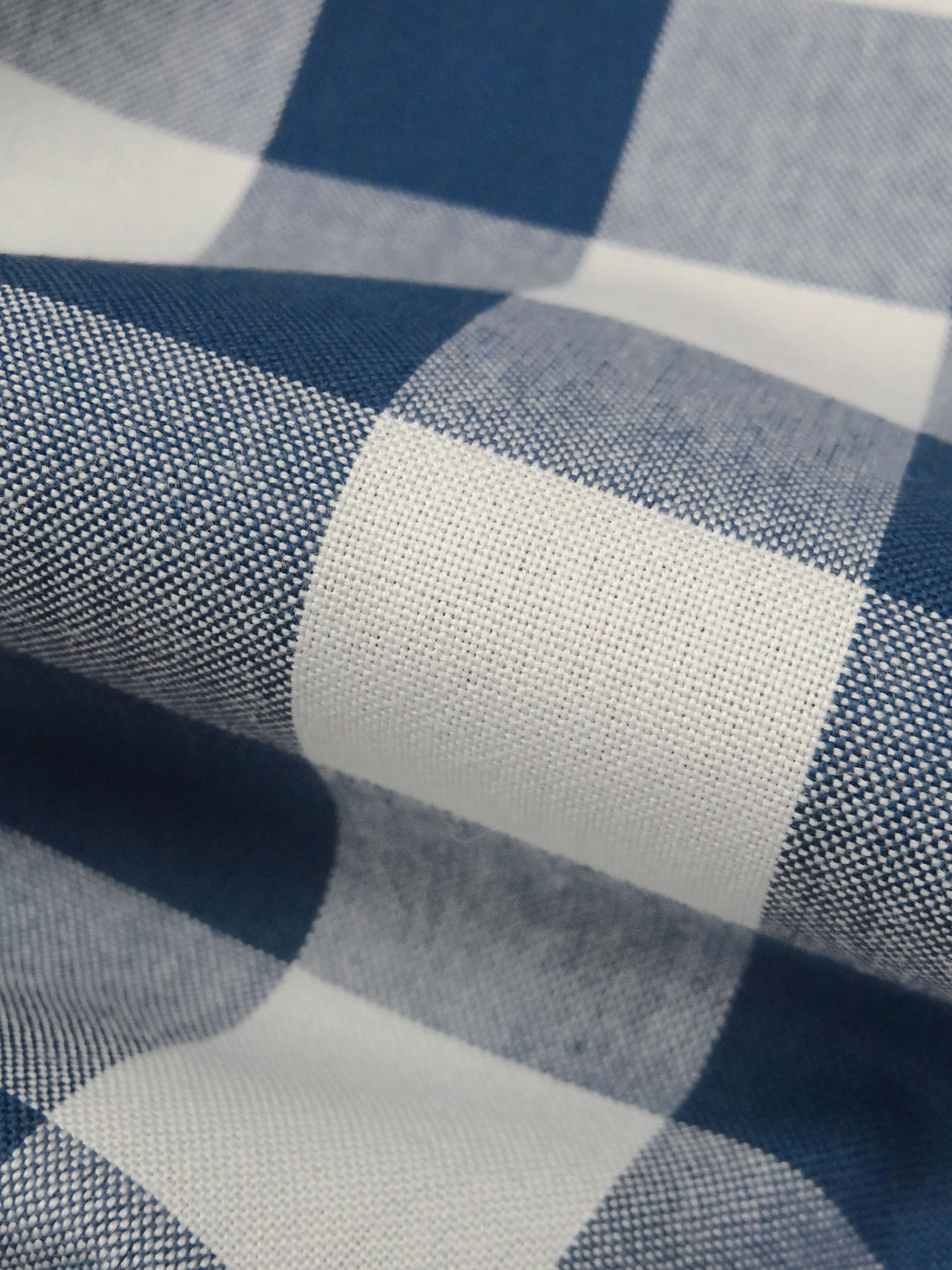 Colonial Blue/Off-White 100% Cotton Check Plaid Shirting - Robert Kaufman - 44W