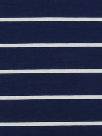 Navy/White Rayon/Lycra Horizontal Stripe Jersey Knit 56W