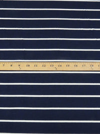 Navy/White Rayon/Lycra Horizontal Stripe Jersey Knit 56W