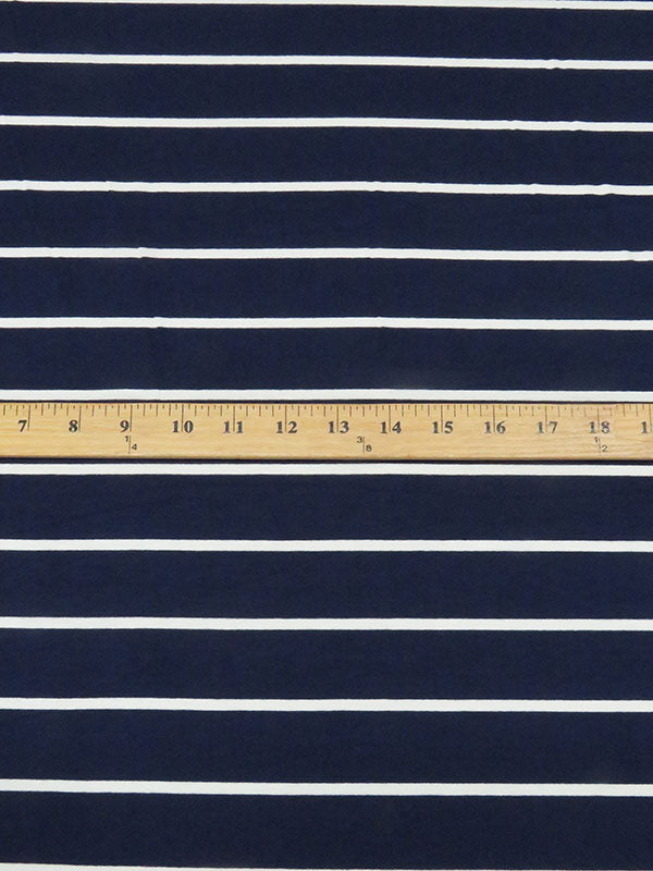 Navy/White Rayon/Lycra Horizontal Stripe Jersey Knit 56W