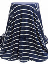 Navy/White Rayon/Lycra Horizontal Stripe Jersey Knit 56W