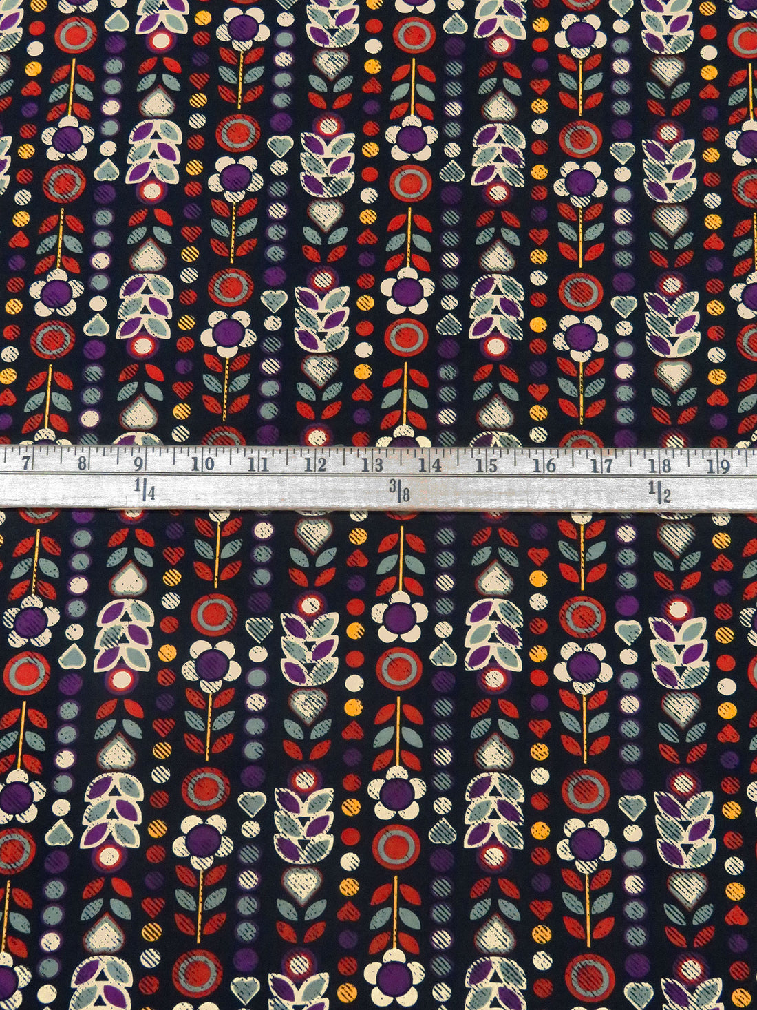 Black/Brick Red/Goldenrod/Multi Polyester/Lycra Folk Floral Print ITY Knit - NY Designer - 56W