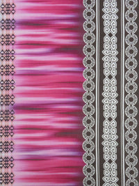 Baked Plum/Magenta/Dark Espresso/Multi 100% Cotton Large Double Border Abstract Print Voile - NY Designer - 56W