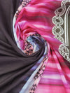 Baked Plum/Magenta/Dark Espresso/Multi 100% Cotton Large Double Border Abstract Print Voile - NY Designer - 56W