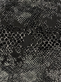Silver/Black Polyester/Lycra Animal-Look Print Floral Burnout Velvet Knit 54W
