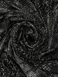Silver/Black Polyester/Lycra Animal-Look Print Floral Burnout Velvet Knit 54W