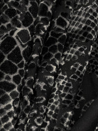 Silver/Black Polyester/Lycra Animal-Look Print Floral Burnout Velvet Knit 54W
