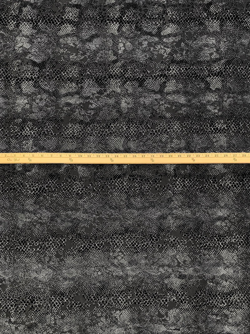 Silver/Black Polyester/Lycra Animal-Look Print Floral Burnout Velvet Knit 54W