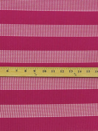 Dark Fandango Pink 100% Polyester Horizontal Grid Weave Stripe Organza - NY Designer - 58W