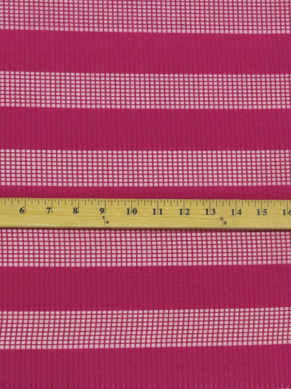 Dark Fandango Pink 100% Polyester Horizontal Grid Weave Stripe Organza - NY Designer - 58W