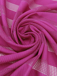 Dark Fandango Pink 100% Polyester Horizontal Grid Weave Stripe Organza - NY Designer - 58W