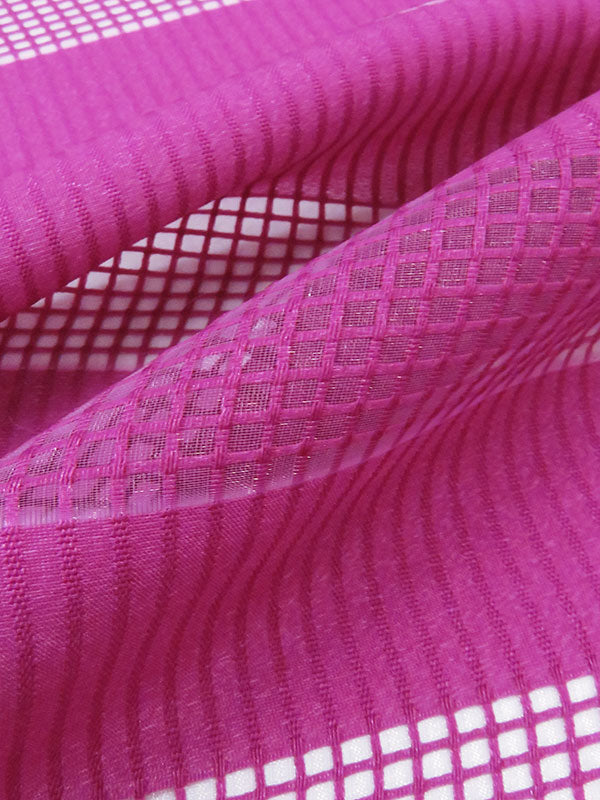 Dark Fandango Pink 100% Polyester Horizontal Grid Weave Stripe Organza - NY Designer - 58W