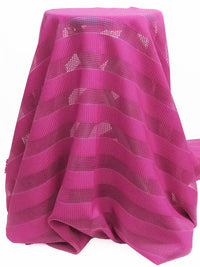 Dark Fandango Pink 100% Polyester Horizontal Grid Weave Stripe Organza - NY Designer - 58W