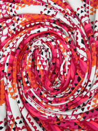 White/Highlighter Pink/Carrot/Multi Polyester/Lycra Geometric Horizontal Stripe Print ITY Knit 62W