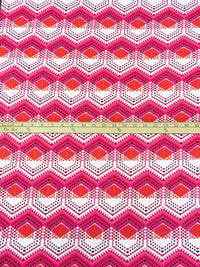 White/Highlighter Pink/Carrot/Multi Polyester/Lycra Geometric Horizontal Stripe Print ITY Knit 62W