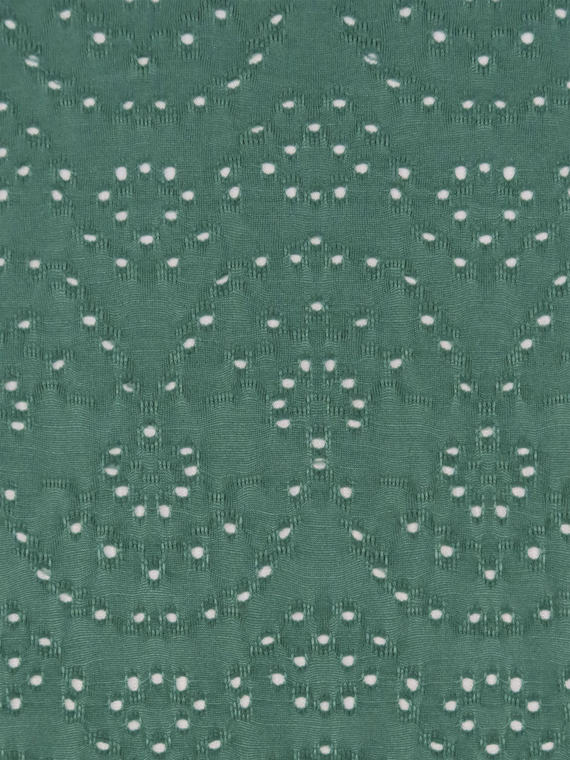 Pine Green Polyester/Lycra Ornate Fan Eyelet Knit 56W