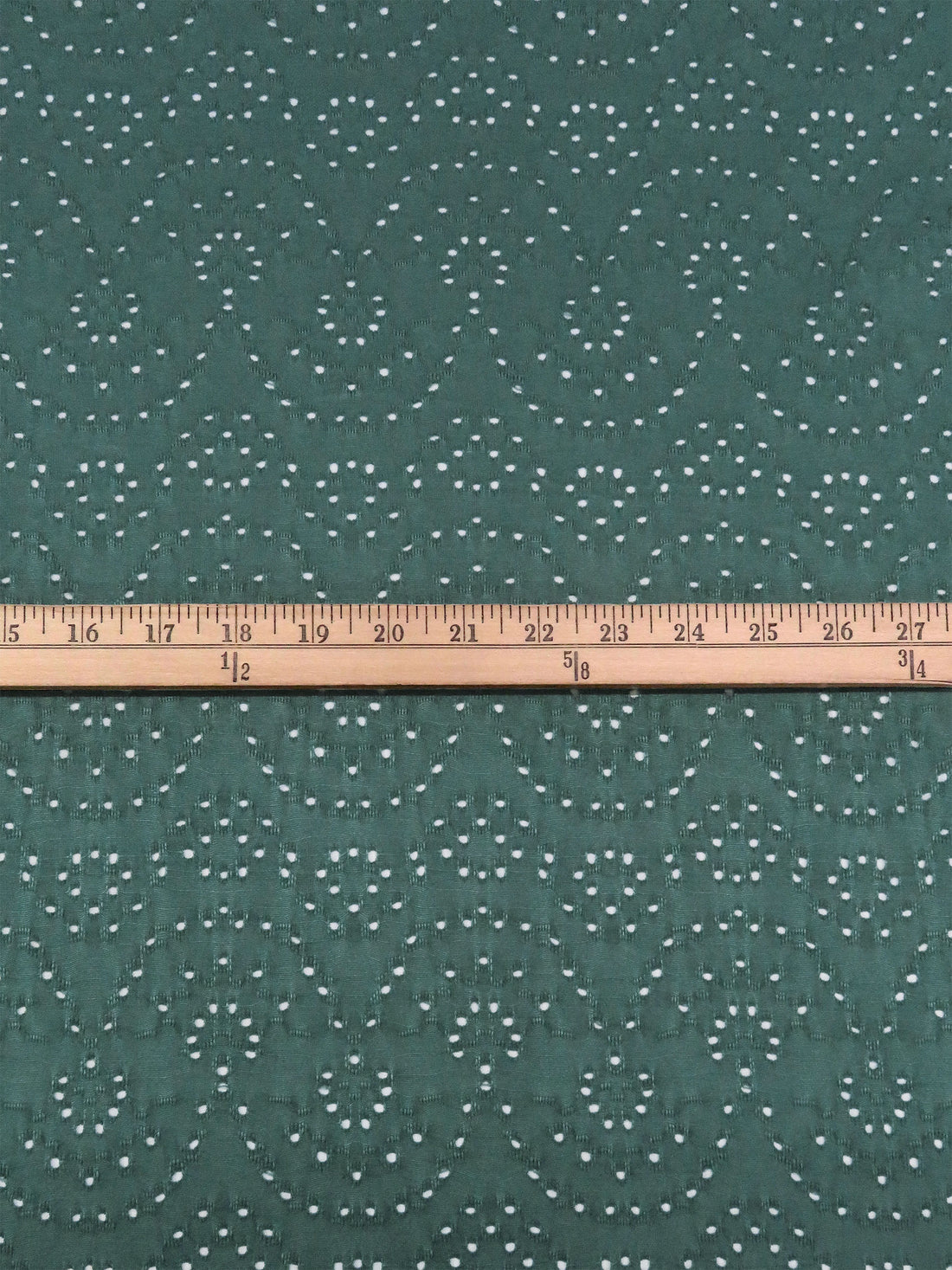 Pine Green Polyester/Lycra Ornate Fan Eyelet Knit 56W