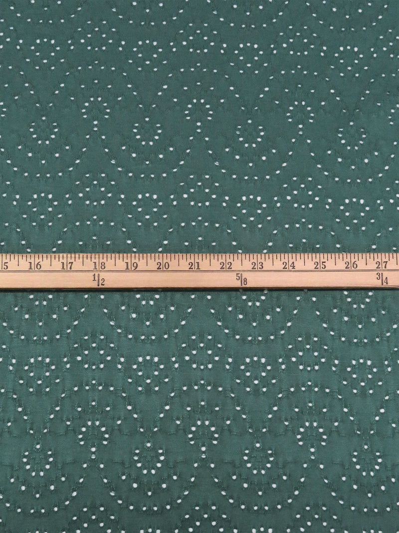 Pine Green Polyester/Lycra Ornate Fan Eyelet Knit 56W