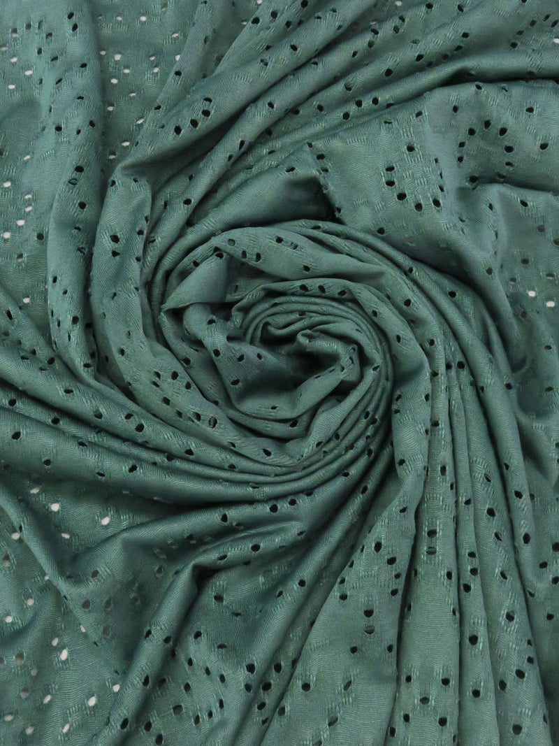 Pine Green Polyester/Lycra Ornate Fan Eyelet Knit 56W