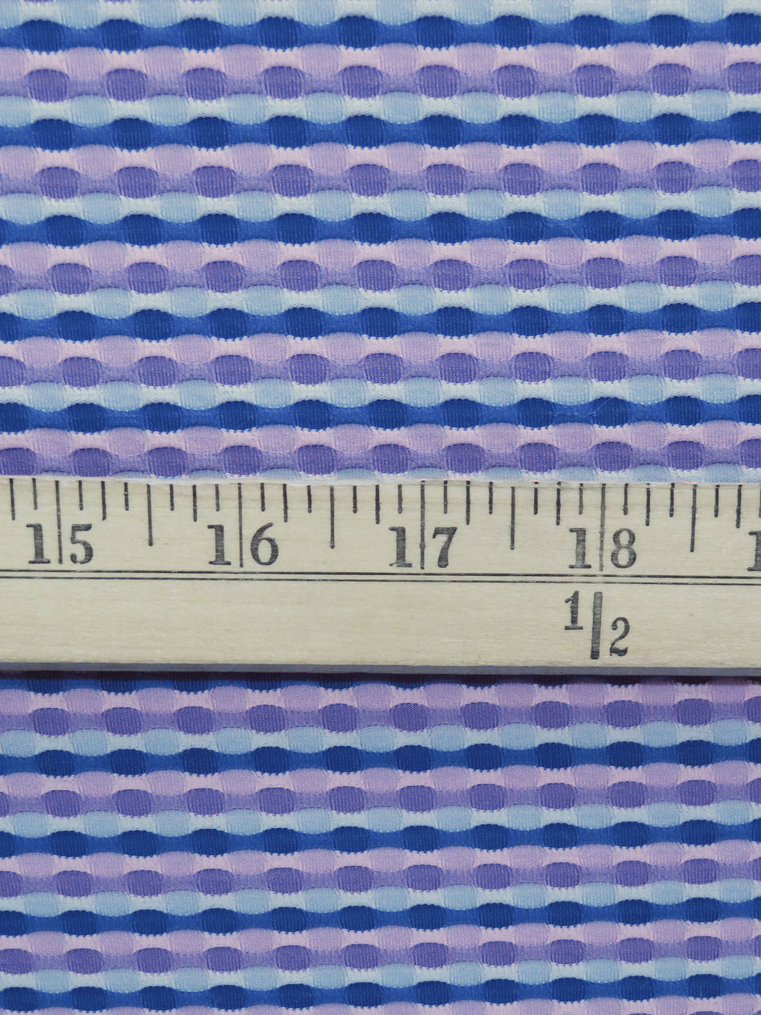 Azure/Lilac/Powder Blue/Lavender Polyester/Lycra Horizontal Ogee Stripe Novelty Weave Knit 56W