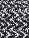 Black/White Nylon/Lycra Vertical Painted Look Zigzag Stripe Print Swimwear Knit - NY Designer - 60W