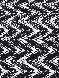 Black/White Nylon/Lycra Vertical Painted Look Zigzag Stripe Print Swimwear Knit - NY Designer - 60W