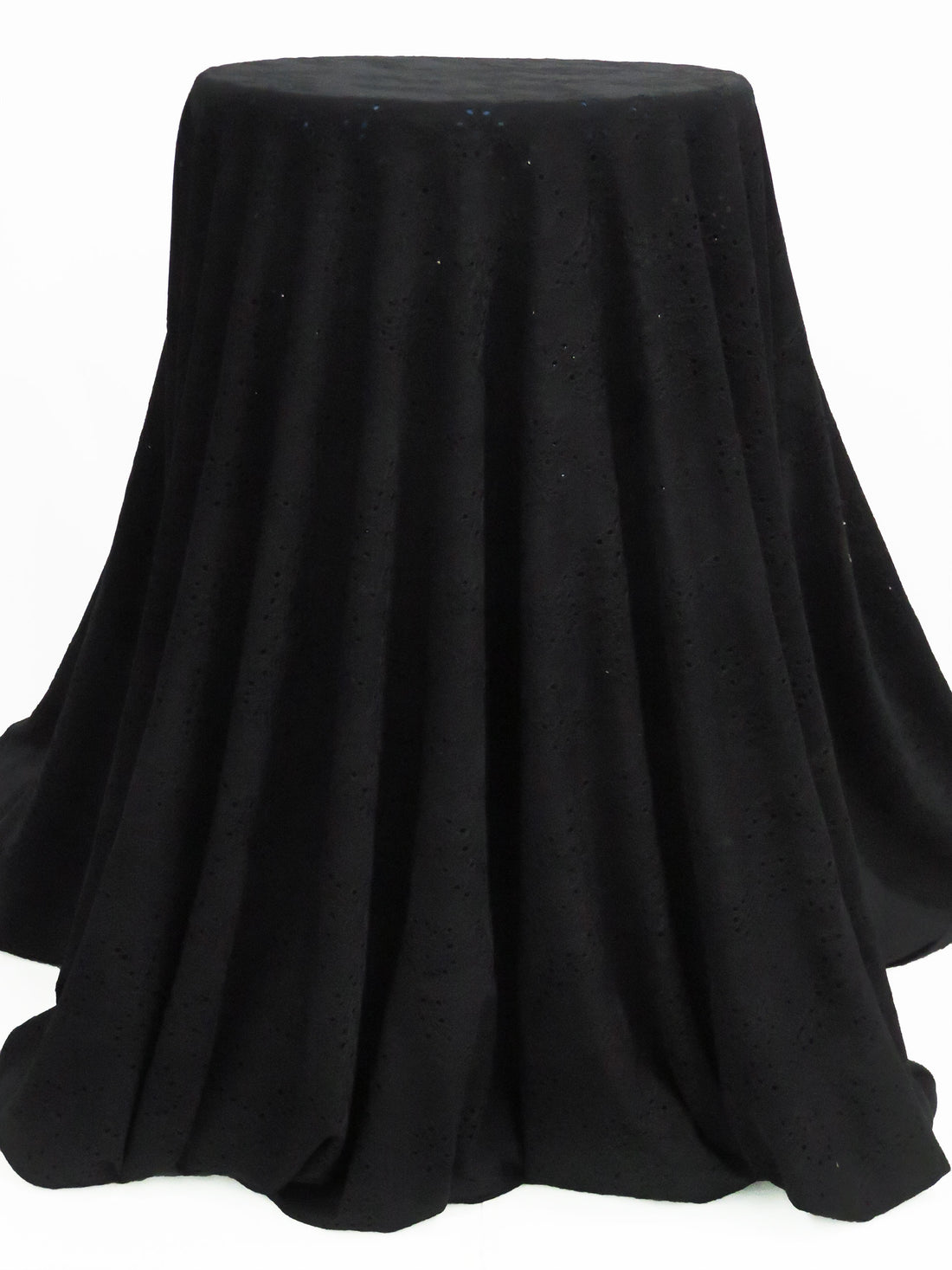 Black Polyester/Lycra Abstract Floral Design Eyelet Knit 56W